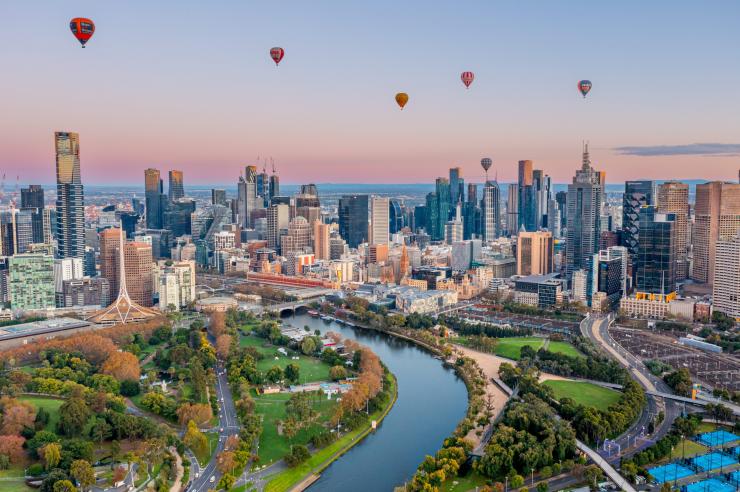 Aerial of Melbourne, Victoria © Tourism Australia