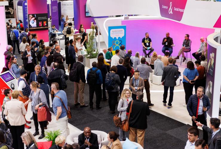 Exhibition Hall scenes IAS 2023, the 12th Conference on HIV Science, Brisbane, Australia © Max Mason-Hubers / IAS